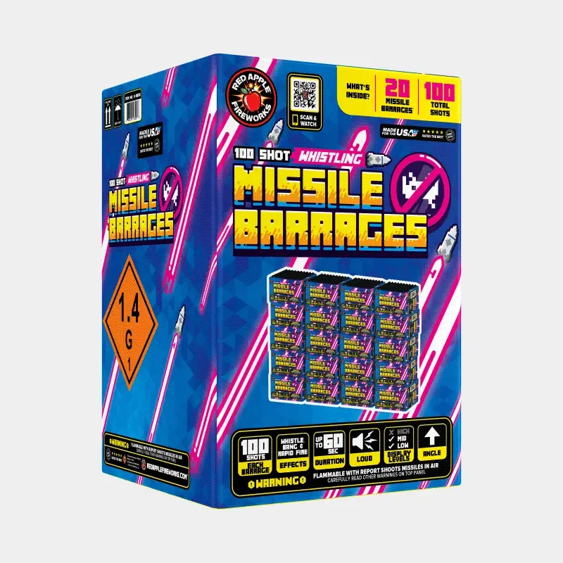 100 Shot Whistling Missile Barrages™ Fireworks - Image 2