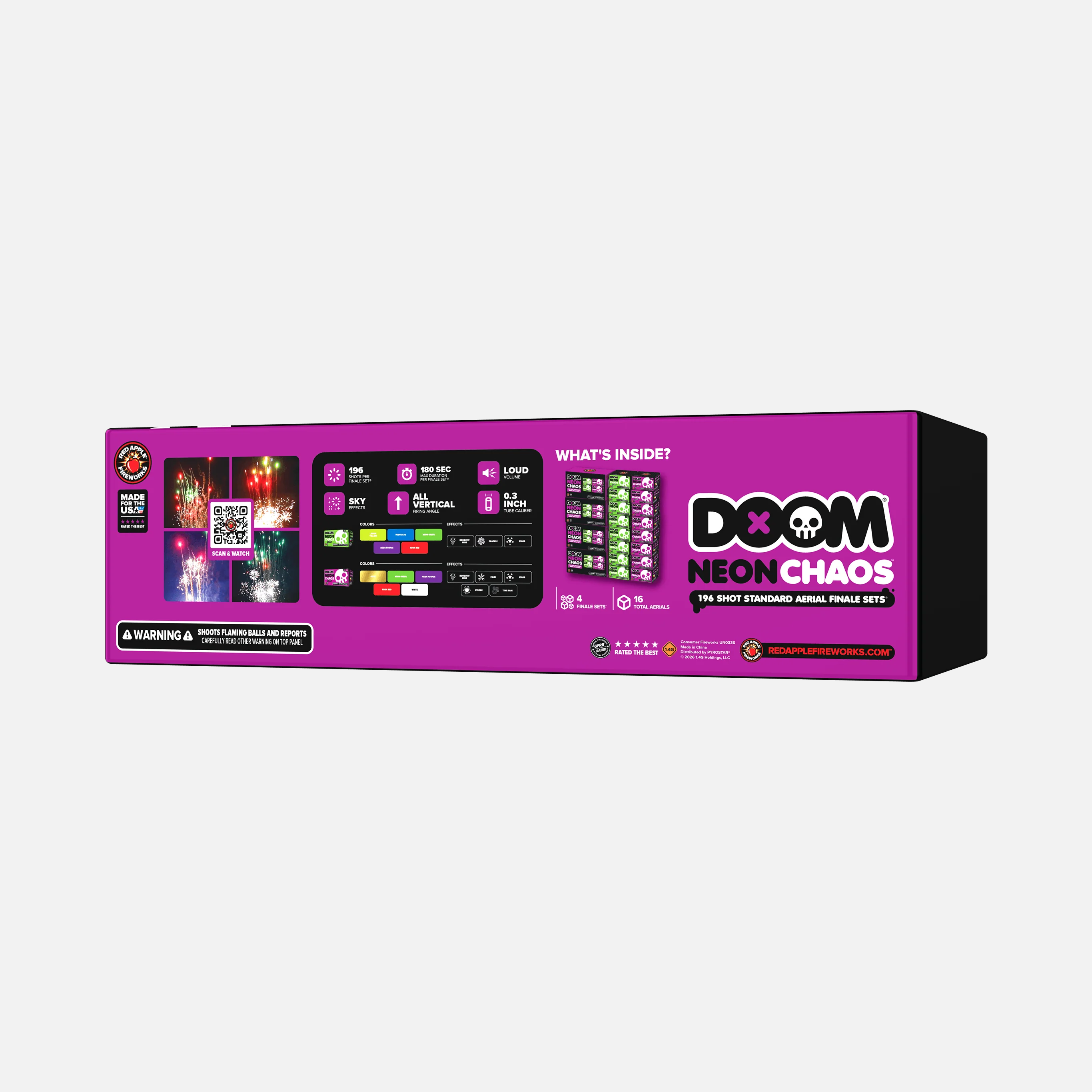 DOOM® Neon Chaos™ 196 Shots Standard Aerial Finale Sets® - Image 3