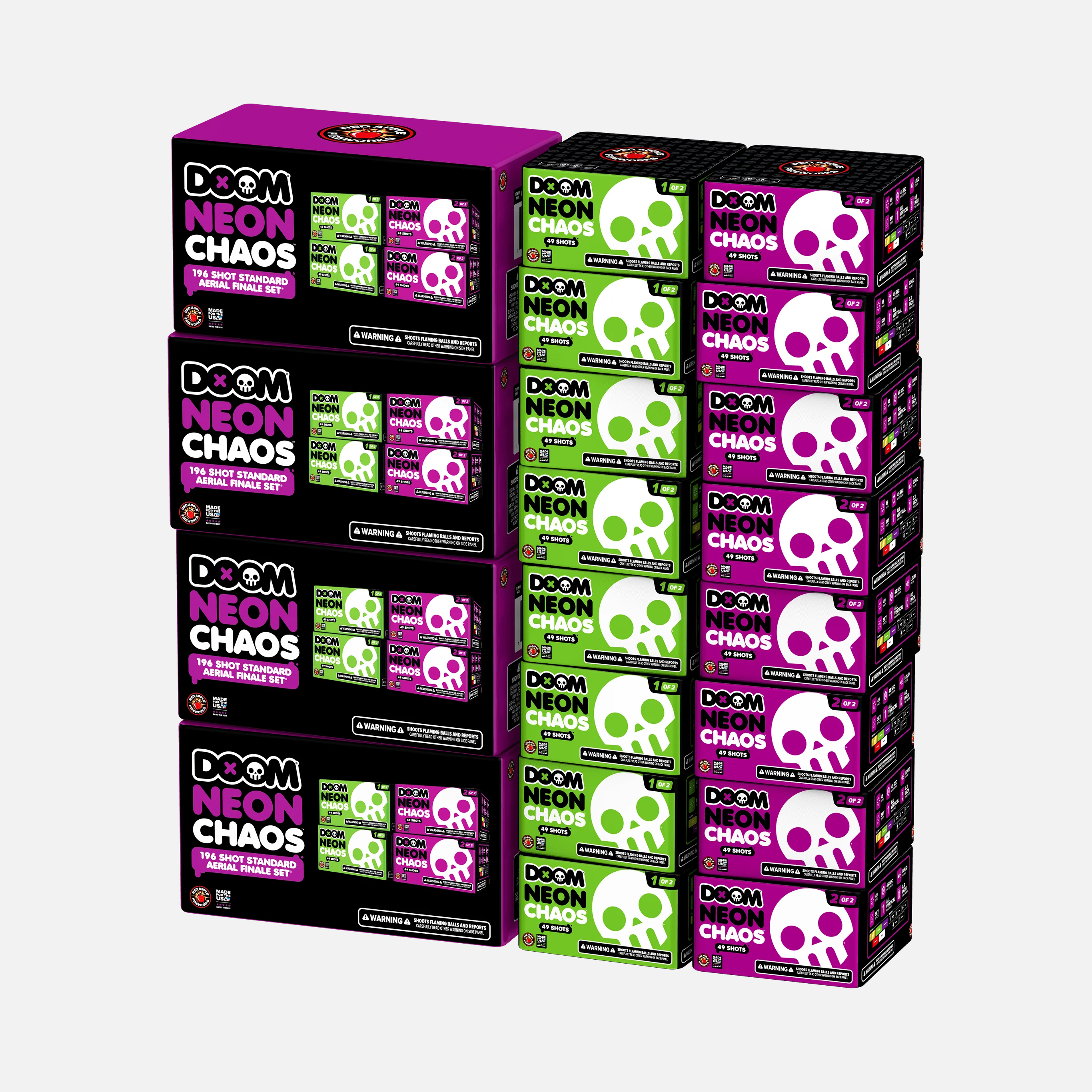 DOOM® Neon Chaos™ 196 Shots Standard Aerial Finale Sets® - Image 4