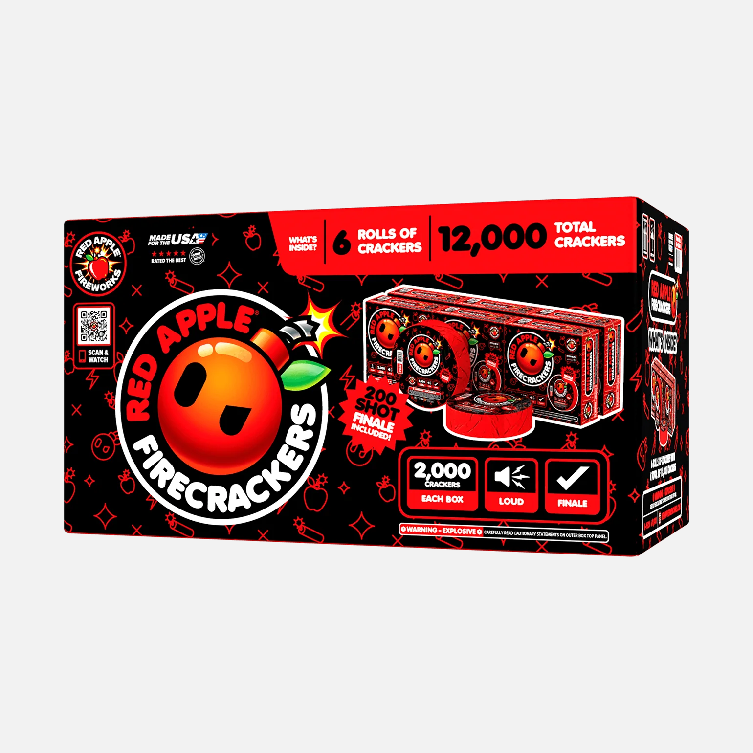 Red AppleĀ® Bombs 2,000 Roll Flash Crackers with 200 Shot Finale
