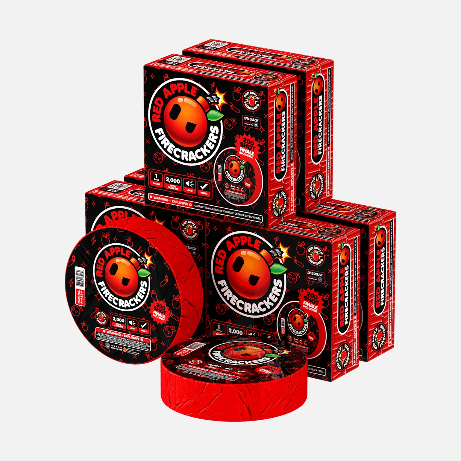 Red AppleĀ® Bombs 2,000 Roll Flash Crackers with 200 Shot Finale - Image 4