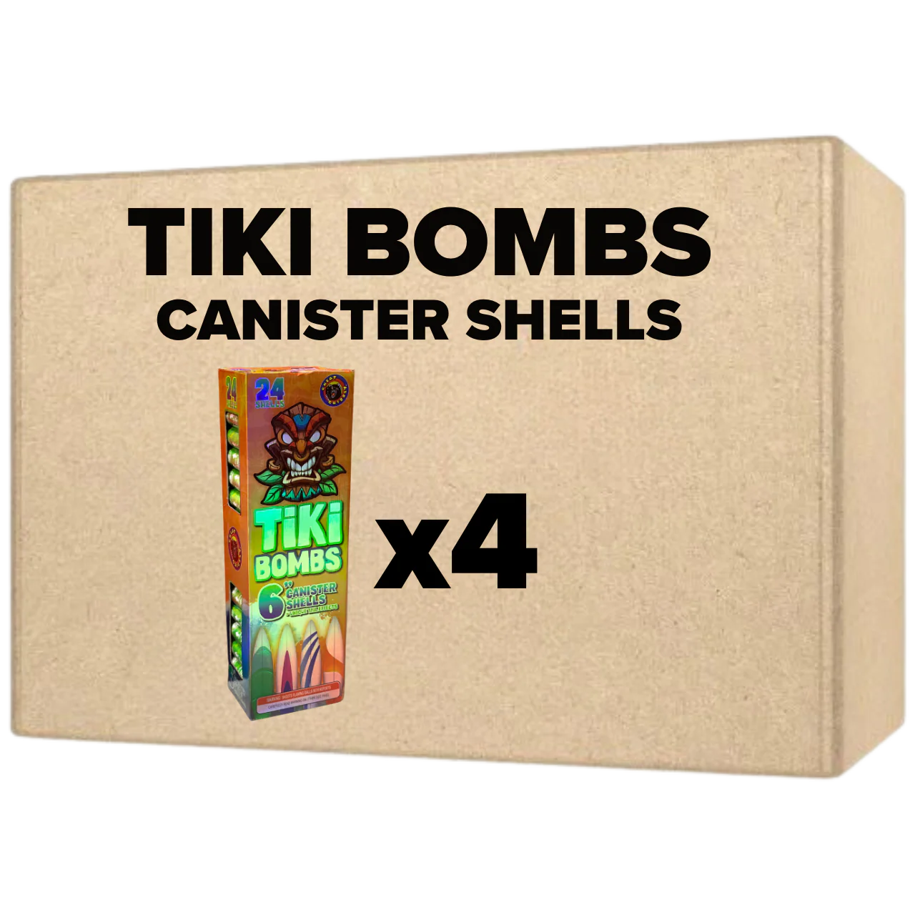 Tiki Bombs 24 Shot 6-Inch Canister Shells